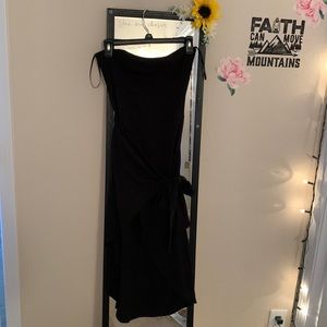 Strapless Bodycon Wrap Midi Dress